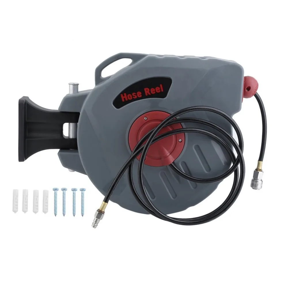 

20M Automatic Hose Reel UV-Resistant Compressed Air Hose Reel With Removable Wall Bracket Garage Workshop Garden Accessories
