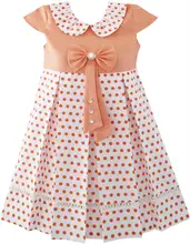 Sunny Fashion Filles Robe Polka Dot École Uniforme Arc Cravate perle Cap Manches 2017 D’été Princesse De Soirée De Mariage Robes Taille 4-14