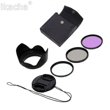 49mm 52mm 55mm 58mm 62mm 67mm 77mm UV FLD CPL Lens Filter Set+Lens Cap+Flower Lens Hood For Canon 1300D 800D 760D 750D 650D 100D 55mm foldable lens hood