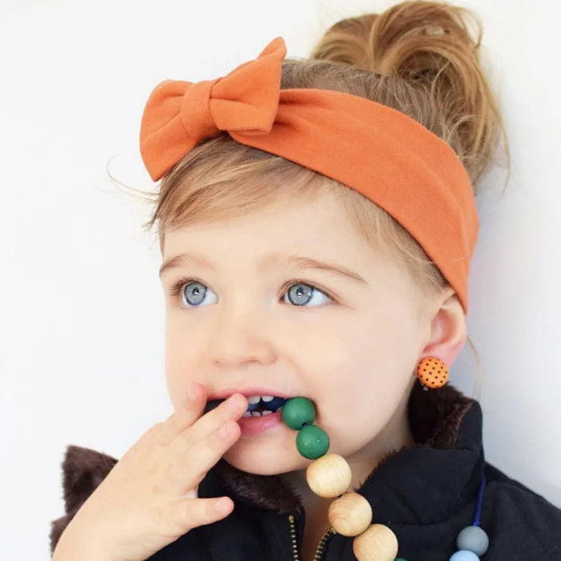 

Baby Bowknot Headband Knitted Cotton Children Girls elastic hair bands Turban for girl Headbands Summer bandeau bebe