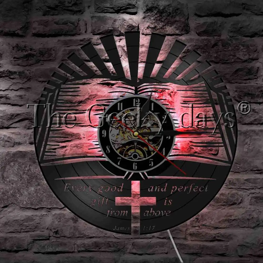 

Каждый хороший и идеальный подарок от Джеймс 1:17, настенные часы с виниловой пластиной, светодиодная Подвесная лампа