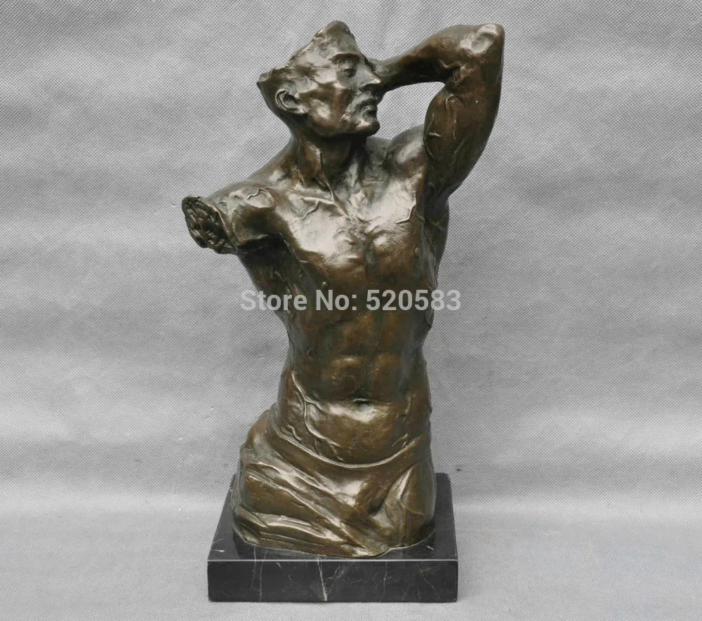 

free 15" Bronze Men Brokeback Art Sculpture Statue fast
