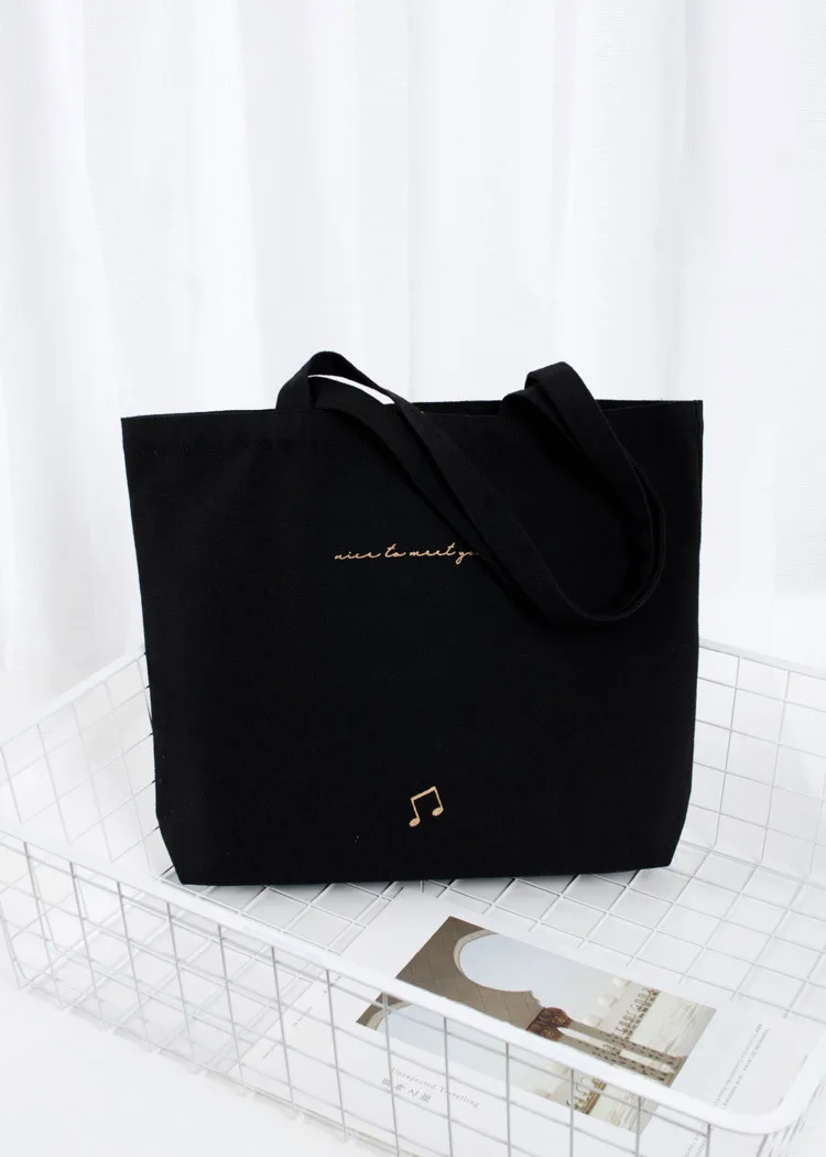 Женская Холщовая Сумка-тоут сумка Harajuku на одно плечо для покупок сумка с карманом для девочек простая белая школьная сумка для книг Bolsas для
