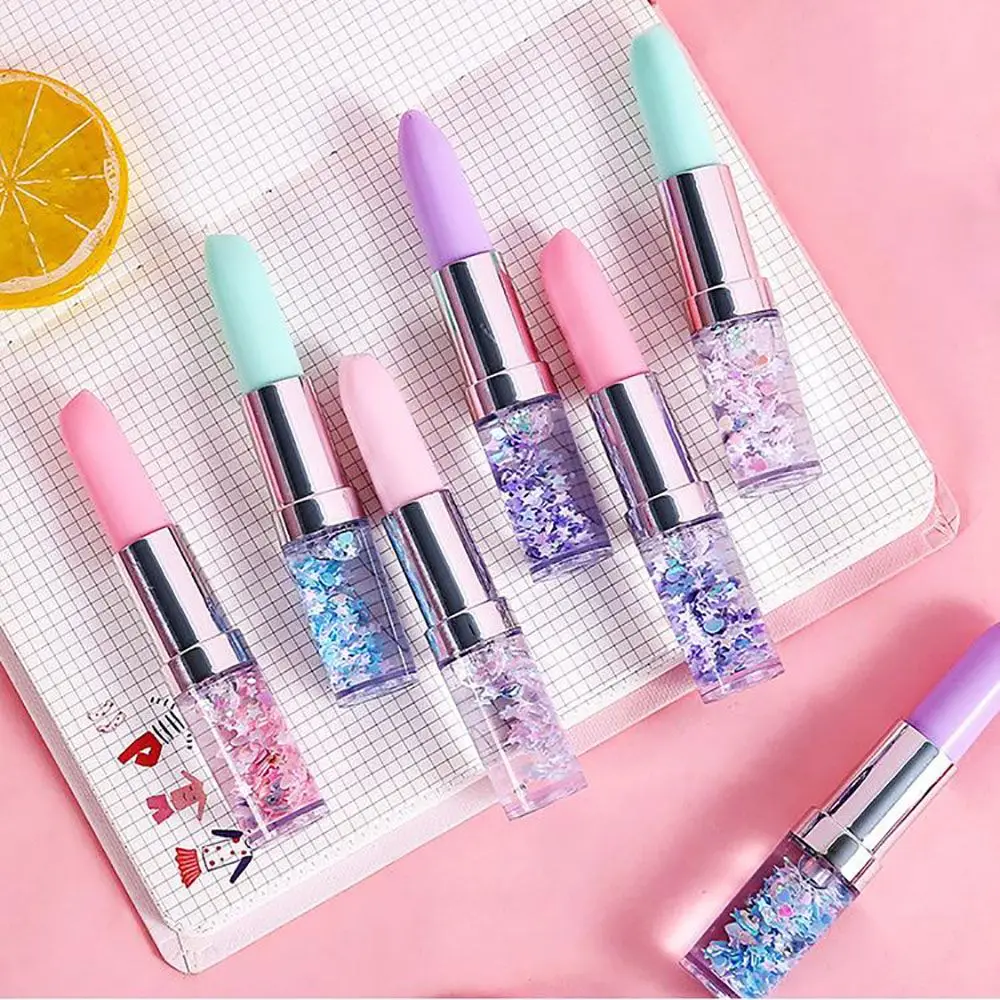 

1Pc Cute Lipstick Gel Pen 0.5mm Oil Quicksand Colorful Cute Stationery Pen Black Ink Pen Teacher Office School Supplies Gel Pen