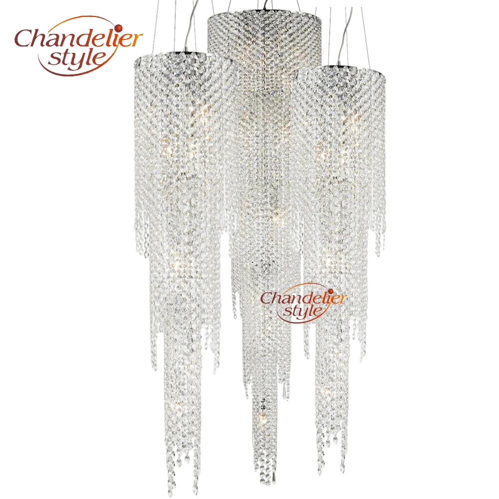 

Modern Crystal Chandelier Lamp Staircase K9 Crystal Fall Chandelier Lighting Hanging Light for Home Hotel Wedding Decoration