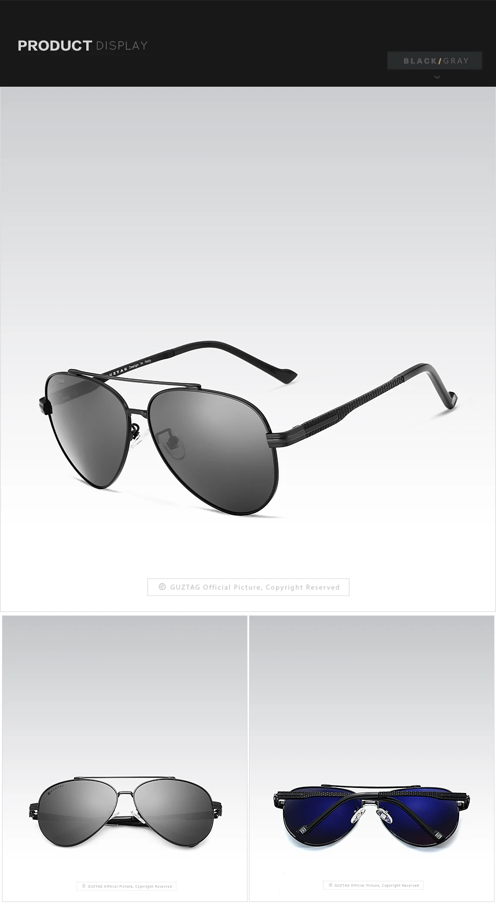 Guztag брендовые модные классические солнцезащитные очки Для мужчин дизайнерские HD, очки солнцезащитные очки UV400 для Для мужчин G8009