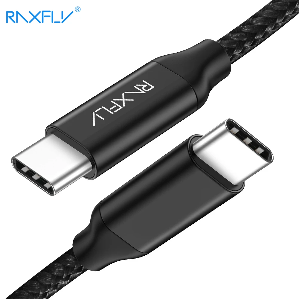 RAXFLY USB Type C To USB C Cable For Xiaomi Redmi Note 7 Samsung S9 Type C Cable Fast Charging USBC PD Quick Charge USB-C Cable
