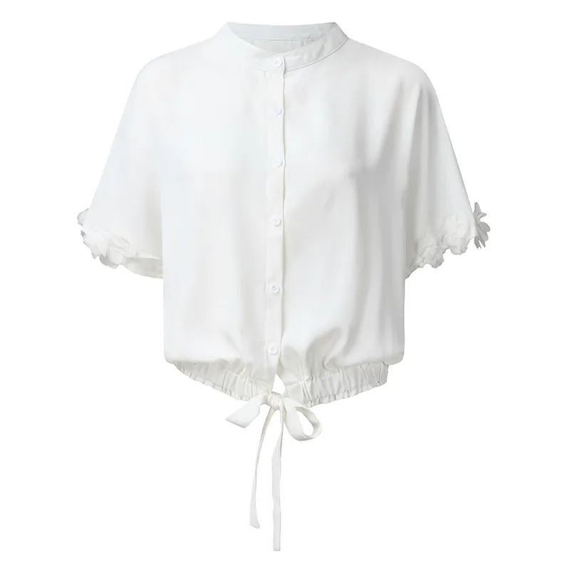nursing clothes Women's Fashion Petal Splicing Puff Sleeve Loose T-shirt Tops Chiffon Blouse  hamile elbise #4j08 (11)