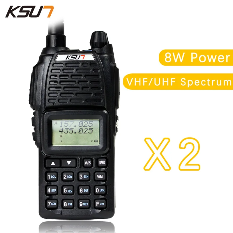 (2 шт.) KSUN UV68D Ham двухстороннее радио Walkie Talkie двухдиапазонный трансивер UHF/VHFDouble частота BUXUN X-68D (черный)