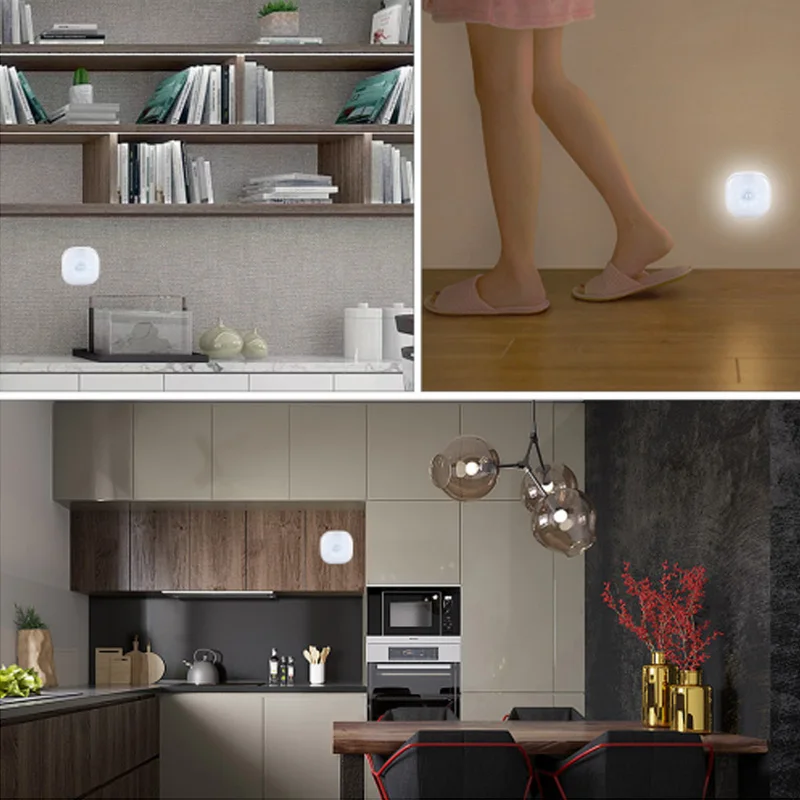 Под шкаф свет PIR датчик движения лампа беспроводной умный светодиодный шайба ночник для Warbrobe шкаф лестница спальня кухня