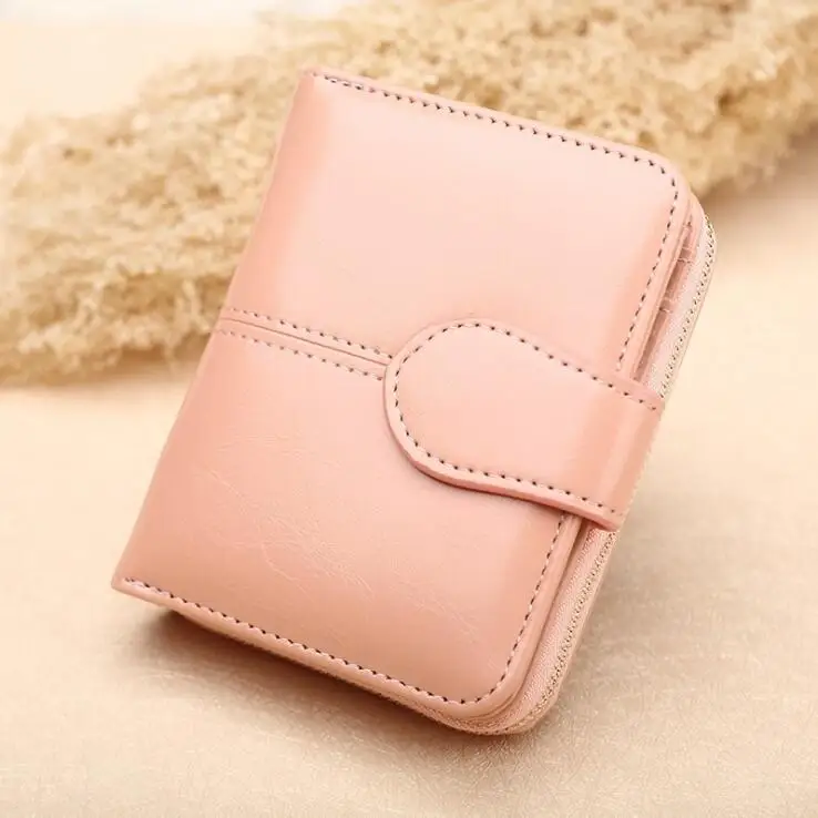 Модный женский кожаный кошелек, Женский кошелек с карманом для монет, Многофункциональный маленький клатч для денег - Цвет: Розовый