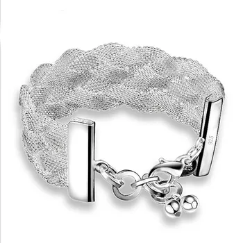 

KOFSAC New Silver 925 Bracelet Mesh Interlaced Chain Bracelet Bangles For Women Charming Party Accessory Ladys Elegant Jewelry