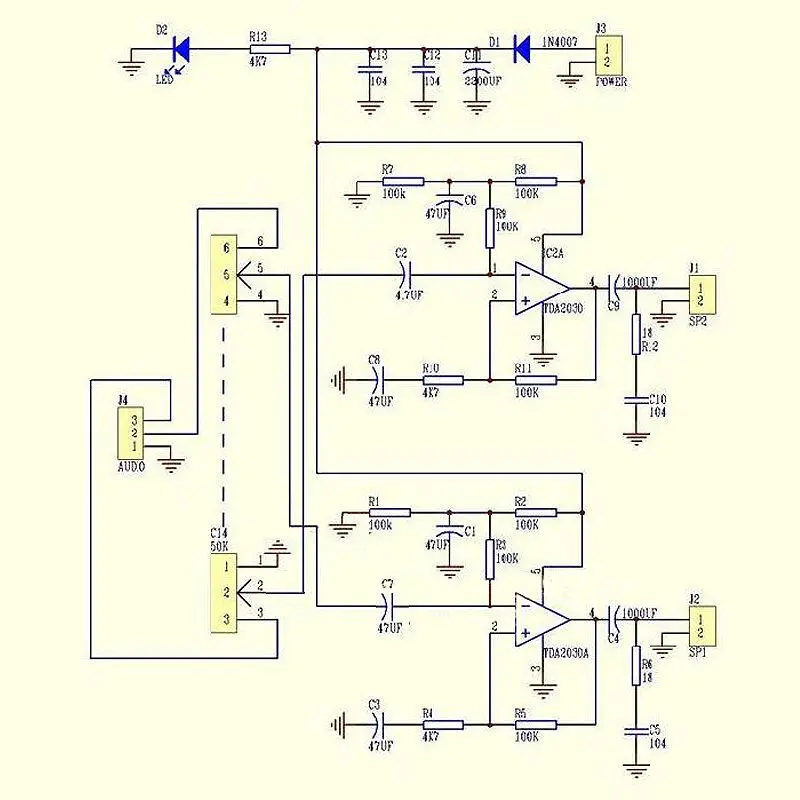 LEORY DIY TDA2030A усилитель мощности 2 канала Усилитель мощности комплект плата AC/DC модуль питания с корпусом DC12V