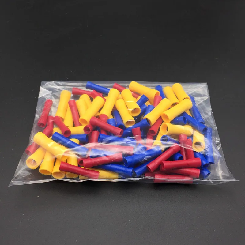 

100pcs/set BV1.25 BV2.5 BV5.5 Insulated Crimp Terminals Electrical Wire Cable Crimping Terminal Connector Set Assortment Kit