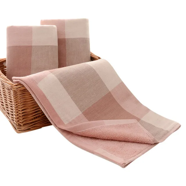 Plaid Pattern Cotton Bathroom Towel Super Absorbent Bath Towel Face Towel Hand Towels 76X34CMin