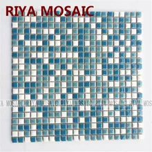 Free Shipping RIYA Blue ceramic mosaic small grain background wall bathroom kitchen pool swimming pool waist bar  11pcs/lot