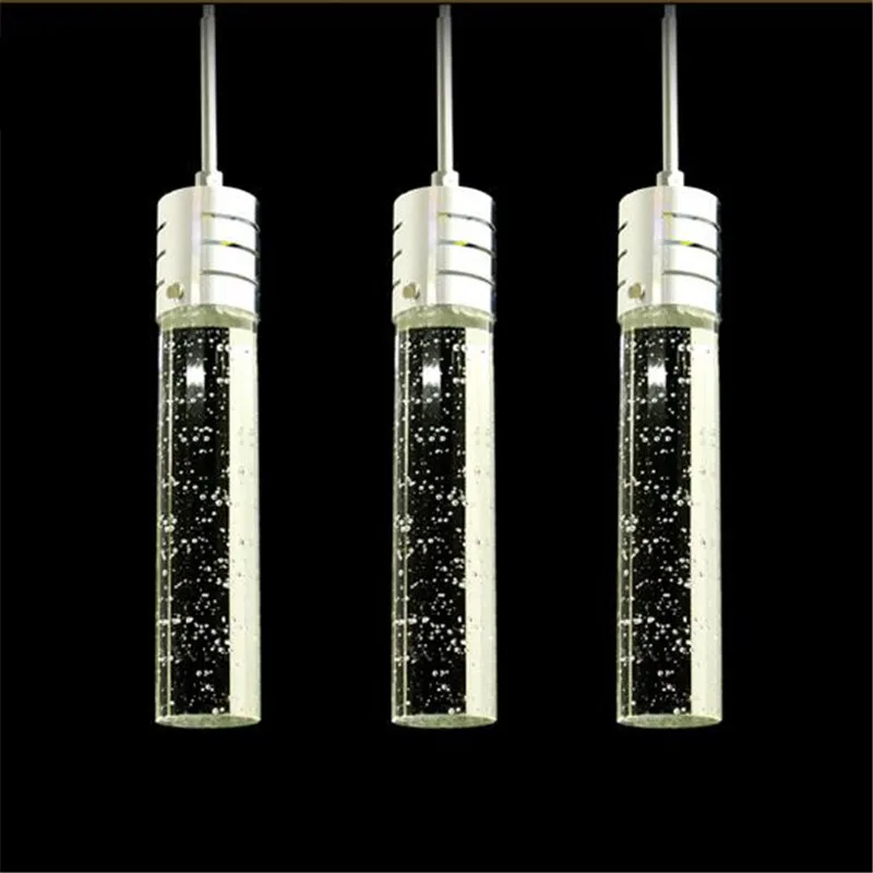 

Modern Fashion Romantic k9 Bubble Crystal Column Led Pendant Light for Dining Room Restaurant 5w*1/3/6 heads1382