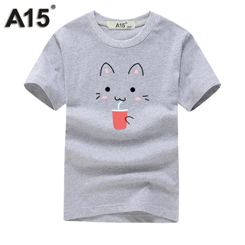 T0108Gray Детские топы на лето года, модная крутая футболка летние хлопковые футболки с короткими рукавами и 3D-принтом, футболки для мальчиков и девочек 8, 10, 12 лет, A15 - Цвет: T0108Gray