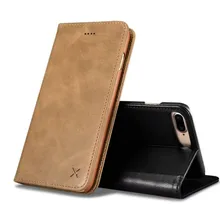 XOOMZ Genuine Leather Card Slot Wallet Case for iPhone 7 Plus Mobile Phone Folio Cover Side Open Flip Case for Apple 7