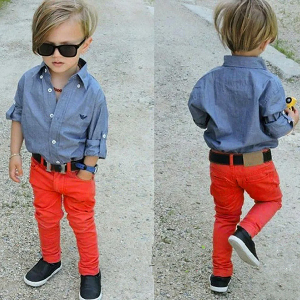 2018 New Fashion Toddler Kids Baby Boys Handsome Long Sleeve Denim