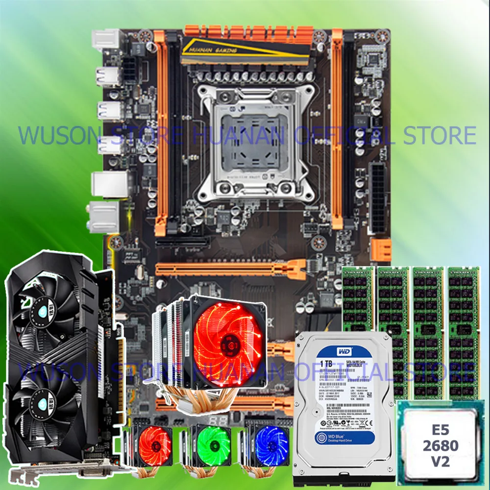 HUANAN ZHI deluxe X79 материнская плата с M.2 SSD слотом CPU E5 2680 V2 с кулером RAM 16G (4*4G) 1 ТБ 3,5 'SATA HDD GTX1050Ti 4G HUANAN ZHI deluxe X79 материнская плата с M.2 SSD слотом CPU E5 2680 V2 с кулером RAM 16G (4*4G) 1 ТБ 3,5 'SATA HDD GTX1050Ti 4G