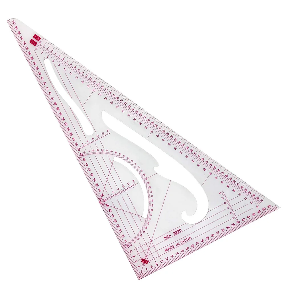 

XRHYY MultiFunction Triangular Scale Ruler Measure Plastic Dressmaking Tailor Sewing For Students Designers Pattern Maker&Tailor
