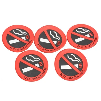 

5Pcs Rubber Sticker No Smoking Sign Car Vehicle Truck Do Not Smoke Round Decal Door Decoration for Automobiles Stickers on Cars