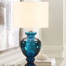 TUDA светодиодный настольный светильник из голубого стекла, настольная лампа для гостиной, спальни, Кабинета из кованого железа, настольная лампа E27 110 В 220 В