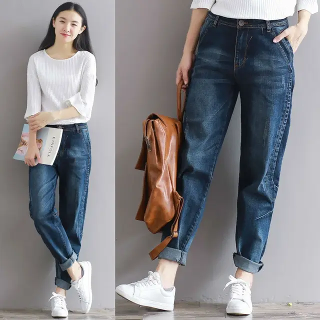 2018 Winter New Loose Jeans Female Korean Style All match Harem Pants ...