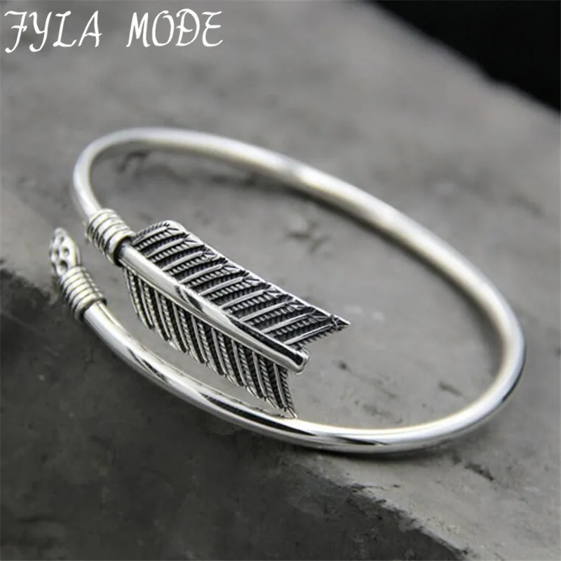 

New Arrival 925 Sterling Silver Opening Bangles for Women Arrow Shape Complicated Cuff Bangle Bracelet Brand Fine Jewelry PBG002