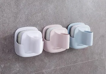 

1PC Kitchen Cleaning Brush Hold Rack Sponge Wall-Mounted With Handle Pot Clean Brush Magic Sponge Eraser Bath Brush Rack OK 0854
