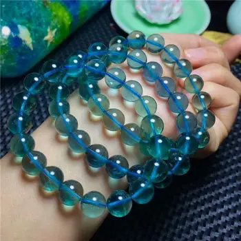 

Natural Crystal Bracelet Blue Fluorite Crystal Beads Stretch 10mm AAA