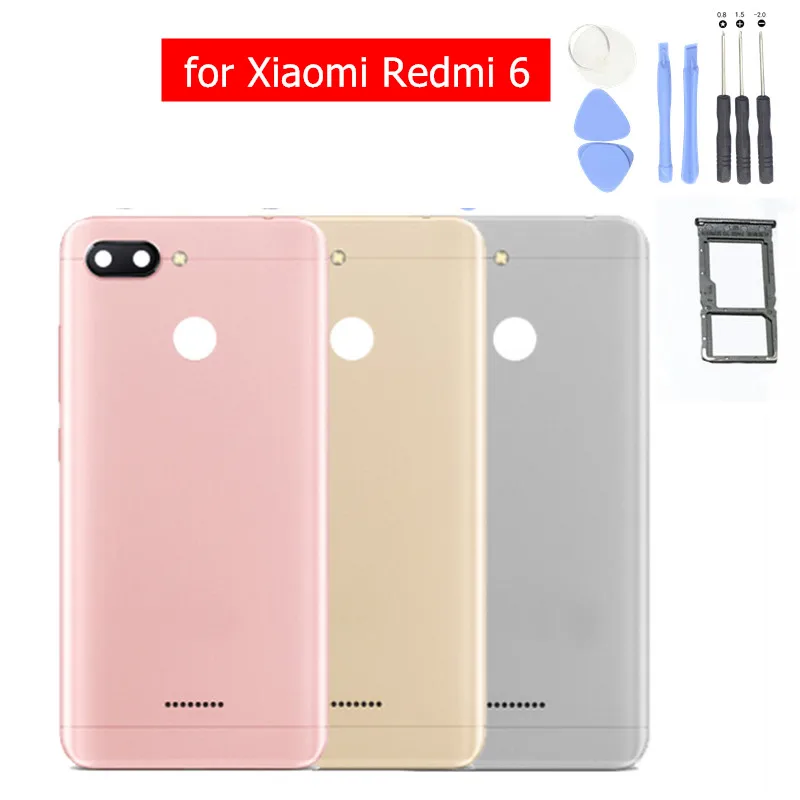 Чехол для Xiaomi Redmi 6, задняя крышка, корпус, пластиковая дверь для Xiaomi Redmi6, держатель для карт, запасные части