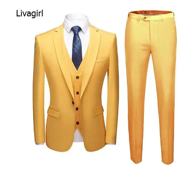 Для мужчин модные 3 предмета Комплект для бизнес на каждый день Slim Fit костюм свадебный для шафера жениха разноцветное платье для маленьких детей; костюм Homme