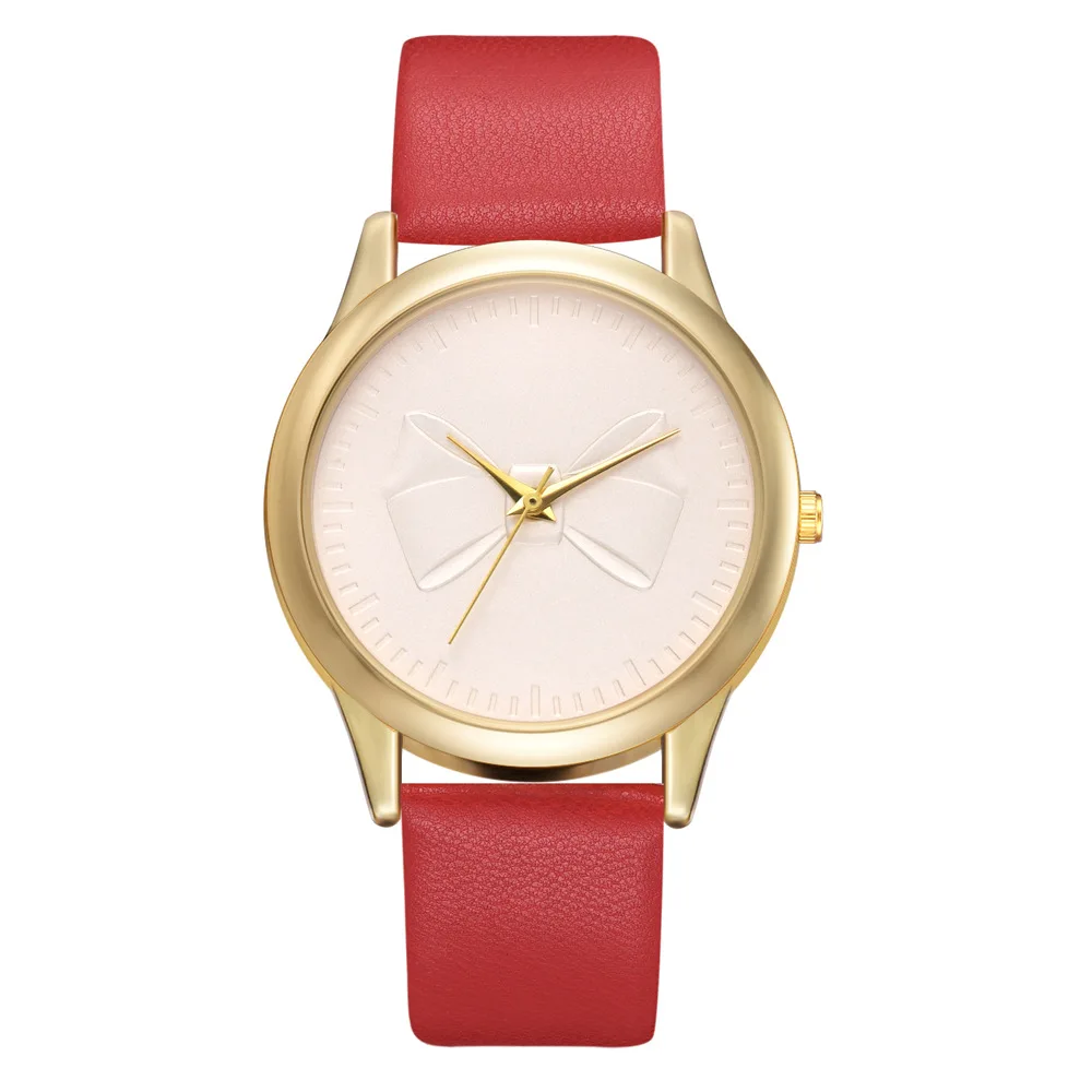 

2019 Cute Bow-knot Watch for Female Student Alloy Case PU Band Fashion Dress Quartz Watch for Women