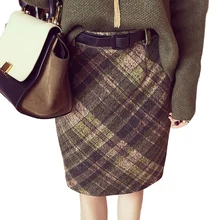 Women’s Plaid Skirts Tartan Woolen Plaid Skirts Kilt Winter Wool Vintage Plaid pencil Skirt Wool Tartan warm midi Skirts