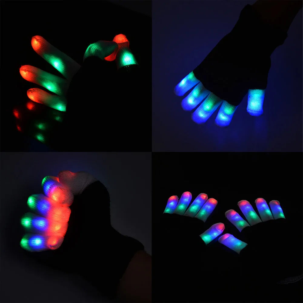 RGB 6 Режим светодиодный палец освещение мигающие светящиеся перчатки световое украшение для рейва праздничные события вечерние светящиеся крутые перчатки