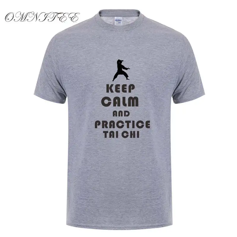 Мужская футболка с надписью Keep Calm And Workout Tai Chi летняя новая хлопковая коротким