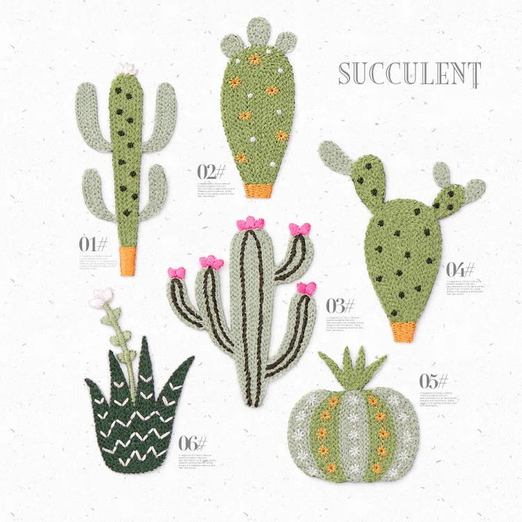 

Cartoon Style Series Stickers Cactus Embroidery Fashion Wild Clothes Jeans Small Patch Stickers Diy Repairing Hole Adhesive