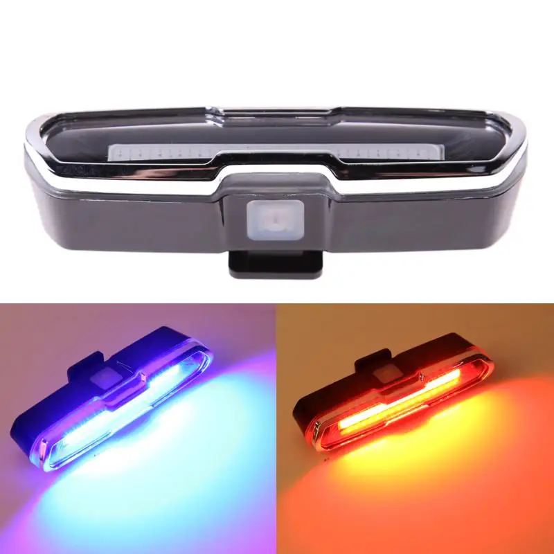 

Red Blue Bicycle Light USB Rechargeable 5 Modes Super Bright COB LED Cycling Rear Tail Lamp Bike Lights USB Cable Bracket