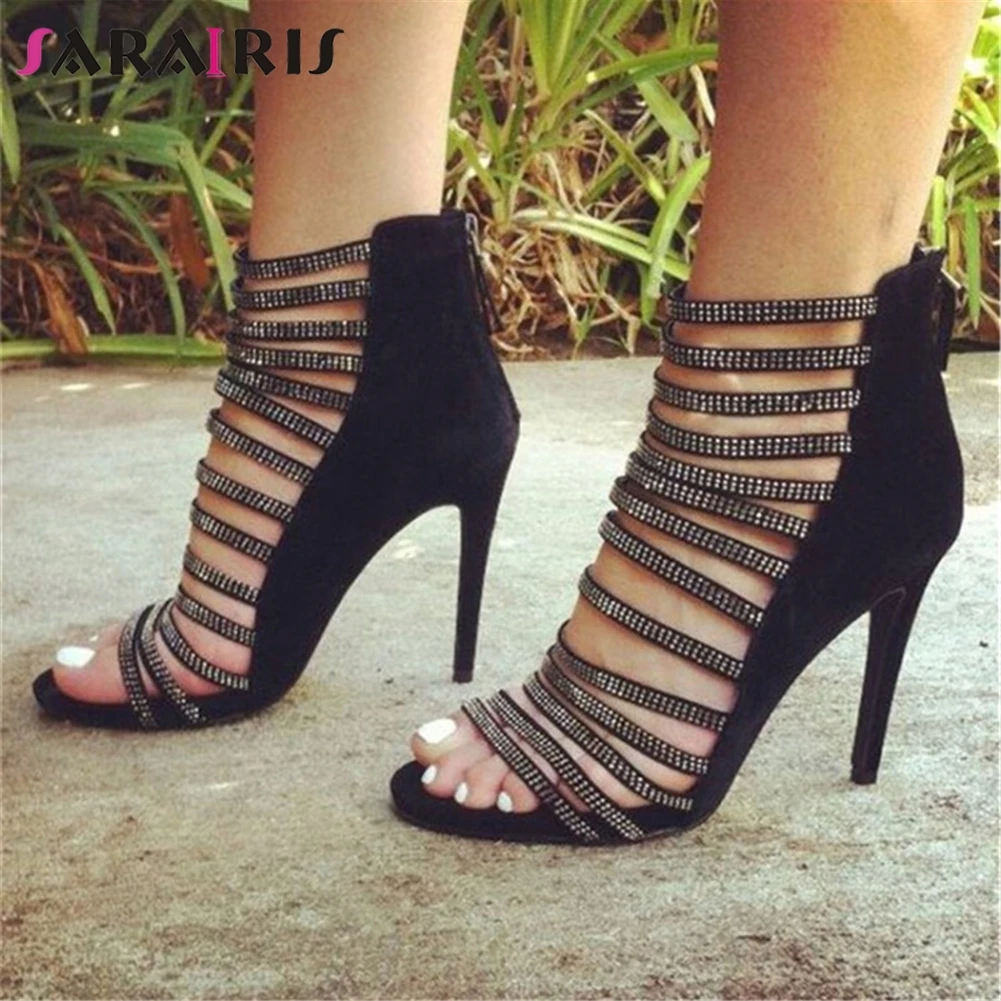 

SARAIRIS Brand Design Big Size 47 Crystals Sexy High Heels Women Shoes Sandals Woman Lady Summer Party Night Prom Shoes Woman