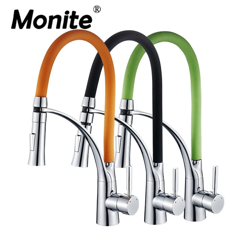 

Kitchen Faucet Pull Out Chrome Cast Four Color 360 Degree Rotating Kitchen Basin Sink Mixer Taps Rubber Hose Spout