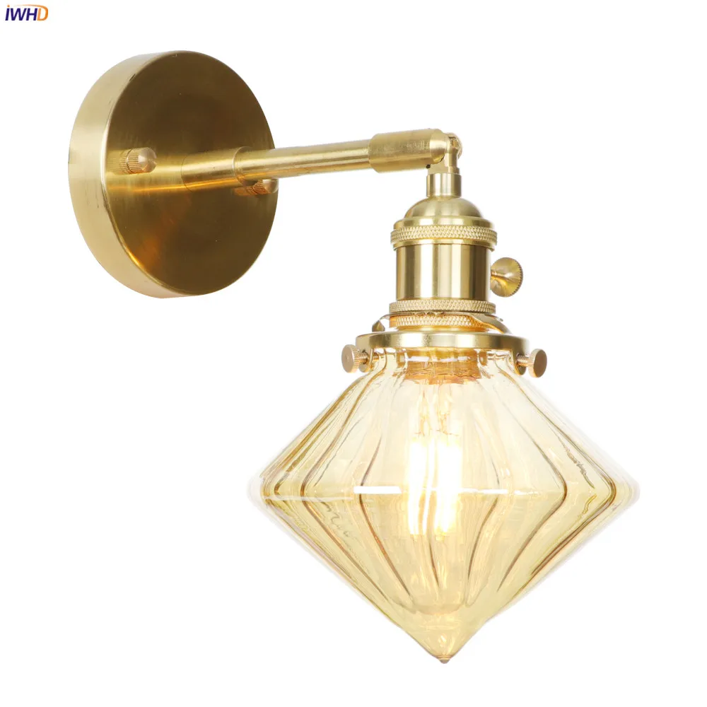 IWHD Nordic современный Медь светодиодный настенный светильник Спальня Ванная комната зеркало лампа в виде светящегося шара Эдисон Ретро
