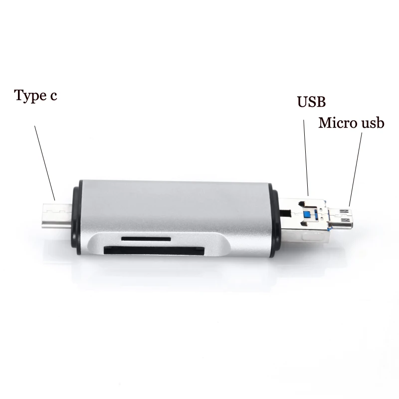 Портативный мини-дизайн Очаровательное устройство для чтения карт 3 в 1 usb type C Micro USB на 2 слота устройство для чтения карт SD TF Поддержка type C OTG карта