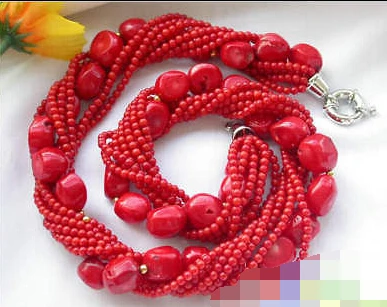

0939 NATUREL RED CORAL massive BEAD NECKLACE
