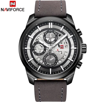 

NAVIFORCE Mens Watches Top Luxury Brand Sport Watches Analog 24 Hour Quartz Men Watch Waterproof Leather Military Wrist Watch