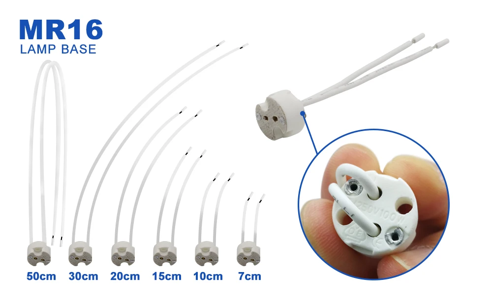 GU5.3 Керамика держатель лампы лампа в розетку основание 7 см Высота каблука 10 см, каблук 15 см, 20 см, 30 см для Светодиодный абажур для лампы MR11 MR16 прожектор G5.3 галогенная лампа