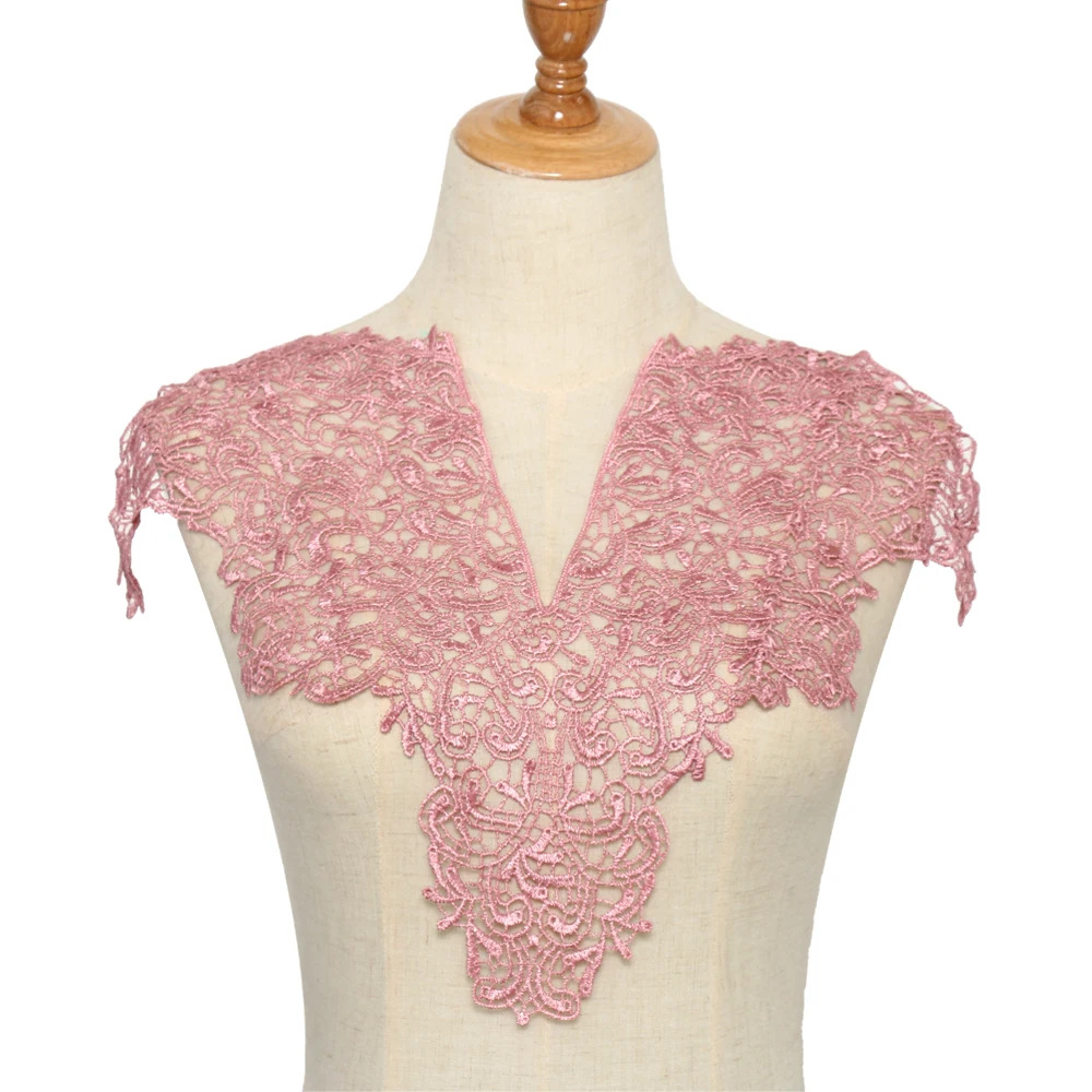 

1PC Polyester Big V Neck 7 Colors Lace Collar Fabric,DIY handmade Wedding Dress Collar Lace For Sewing Supplies Crafts