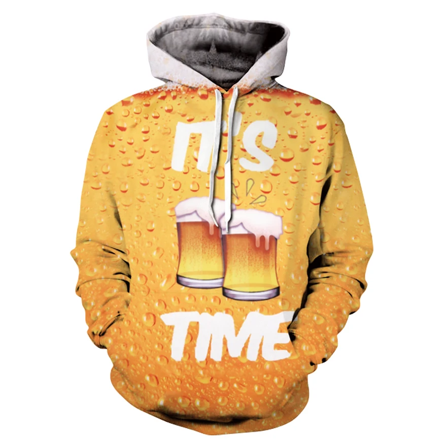 2017 New Autumn Winter Men/women Hoodies Beer Full Print 3d Sweatshirts