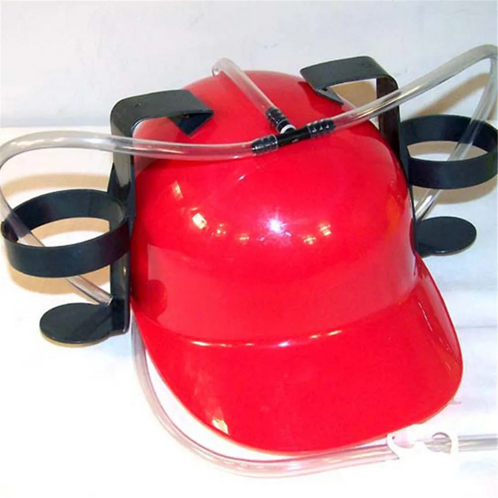 Beverage Helmet Drinking Beer cola Coke Soda Miner Hat Lazy lounged Straw Cap Party Cool Unique